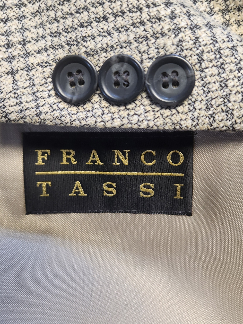 44L FRANCO TASSI BLAZER SUIT COAT JACKET MEN Silk Windowpane wool Houndstooth